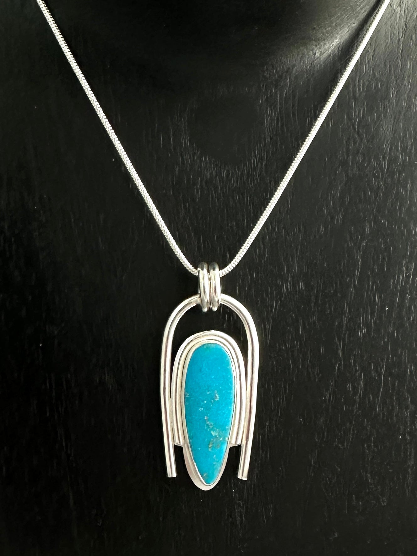 Blue Gem Turquoise Pendant Necklace