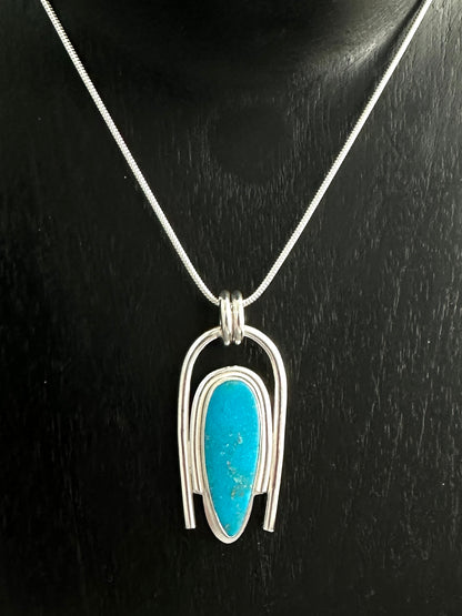 Blue Gem Turquoise Pendant Necklace