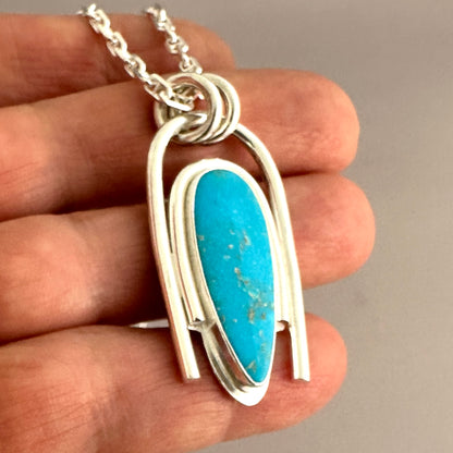 Blue Gem Turquoise Pendant Necklace