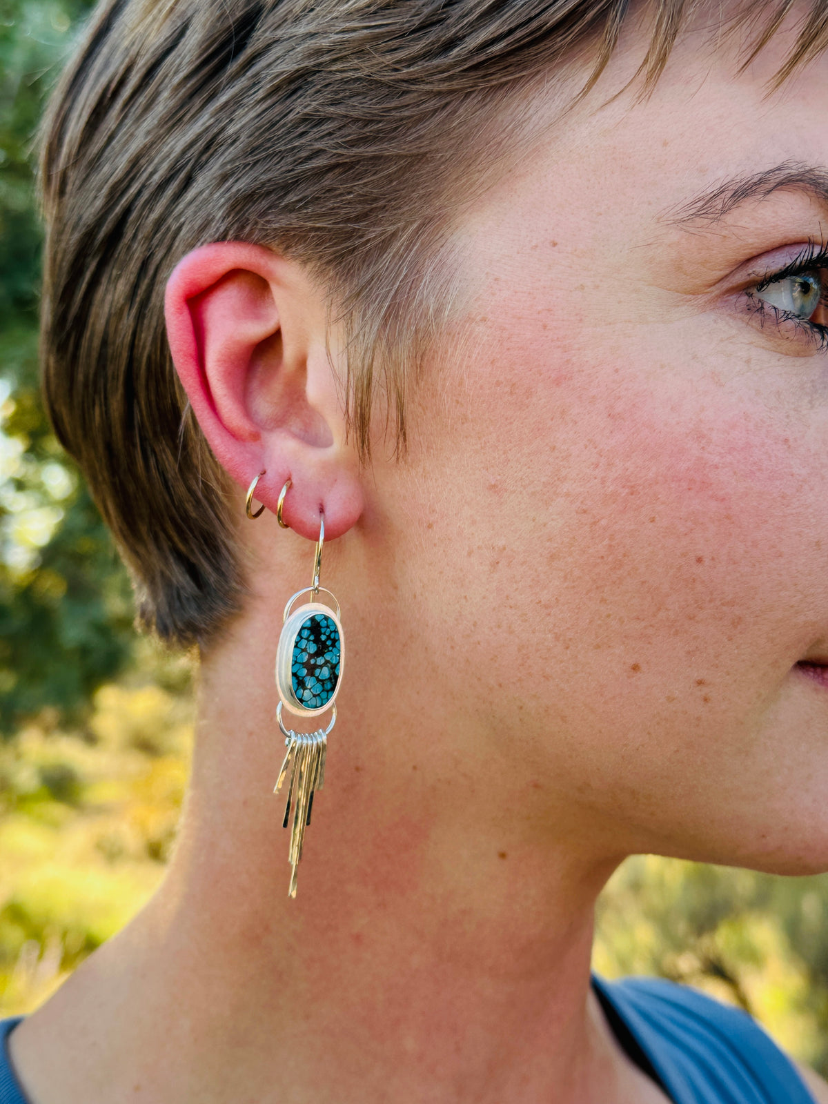 Tibetan Spiderweb Turquoise Earrings