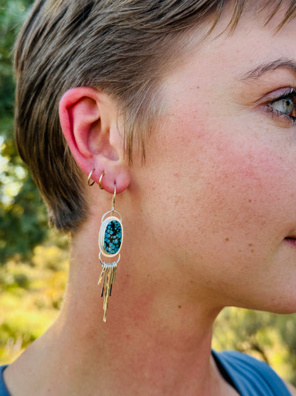 Tibetan Spiderweb Turquoise Earrings