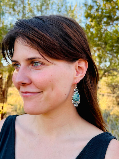 Shattuckite and Sterling Silver Teardrop Earrings