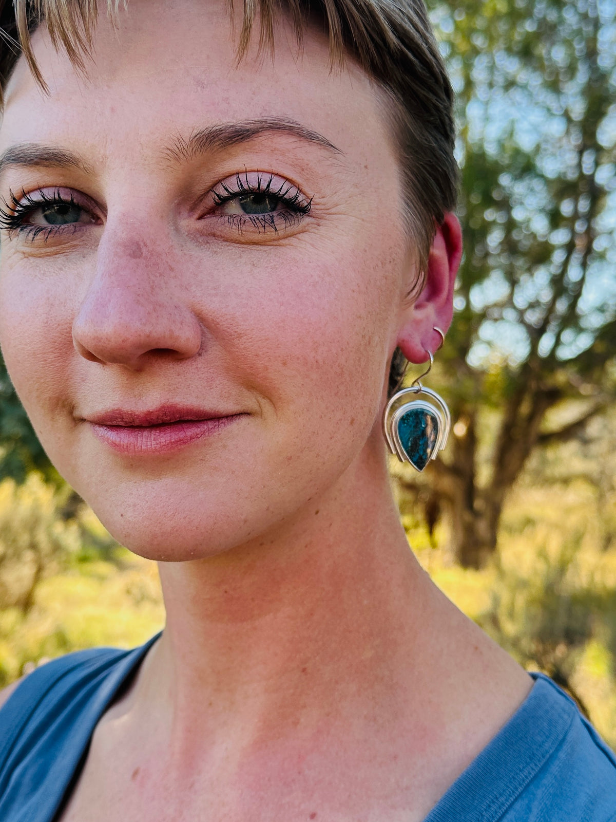 Shattuckite Deco Style Earrings