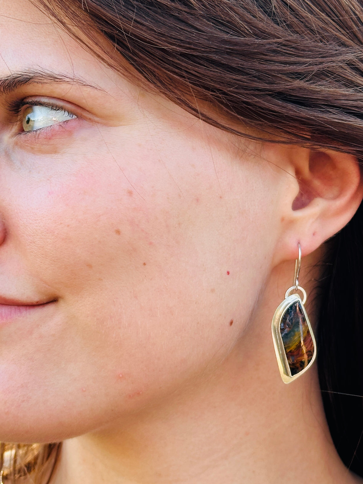 Pietersite and Sterling Silver Earrings