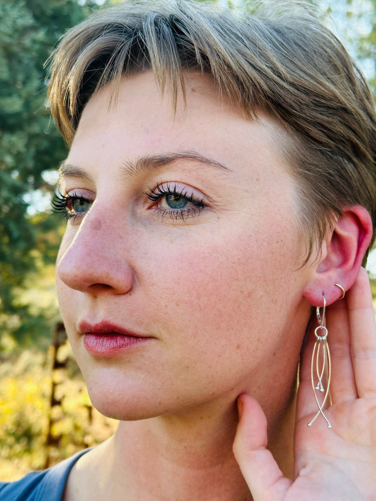 Waterfall Earrings, Argentium Silver Dangle Earrings