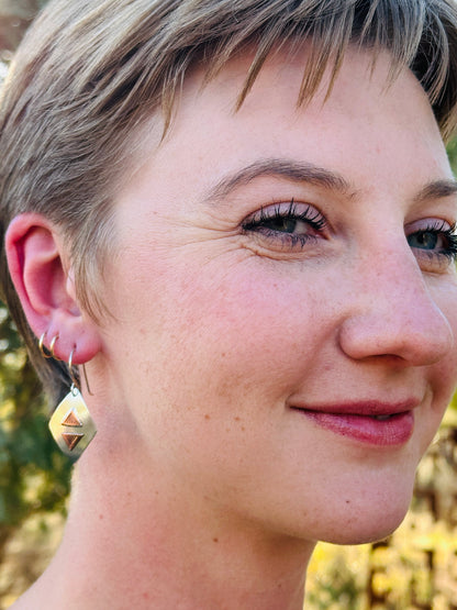 Mountain Reflections, Argentium Silver and Copper Earrings