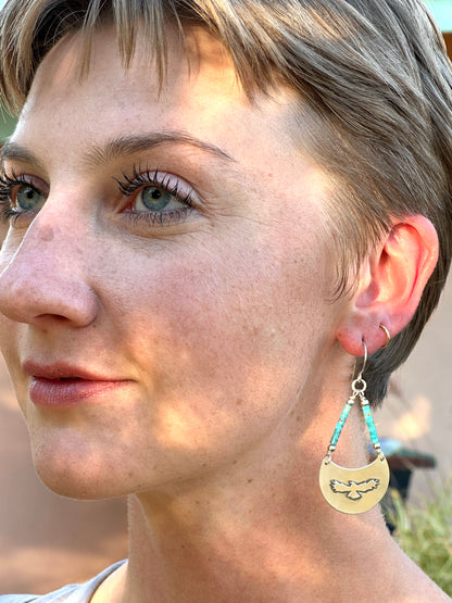 Argentium Silver Eagle Earrings with Blue Turquoise