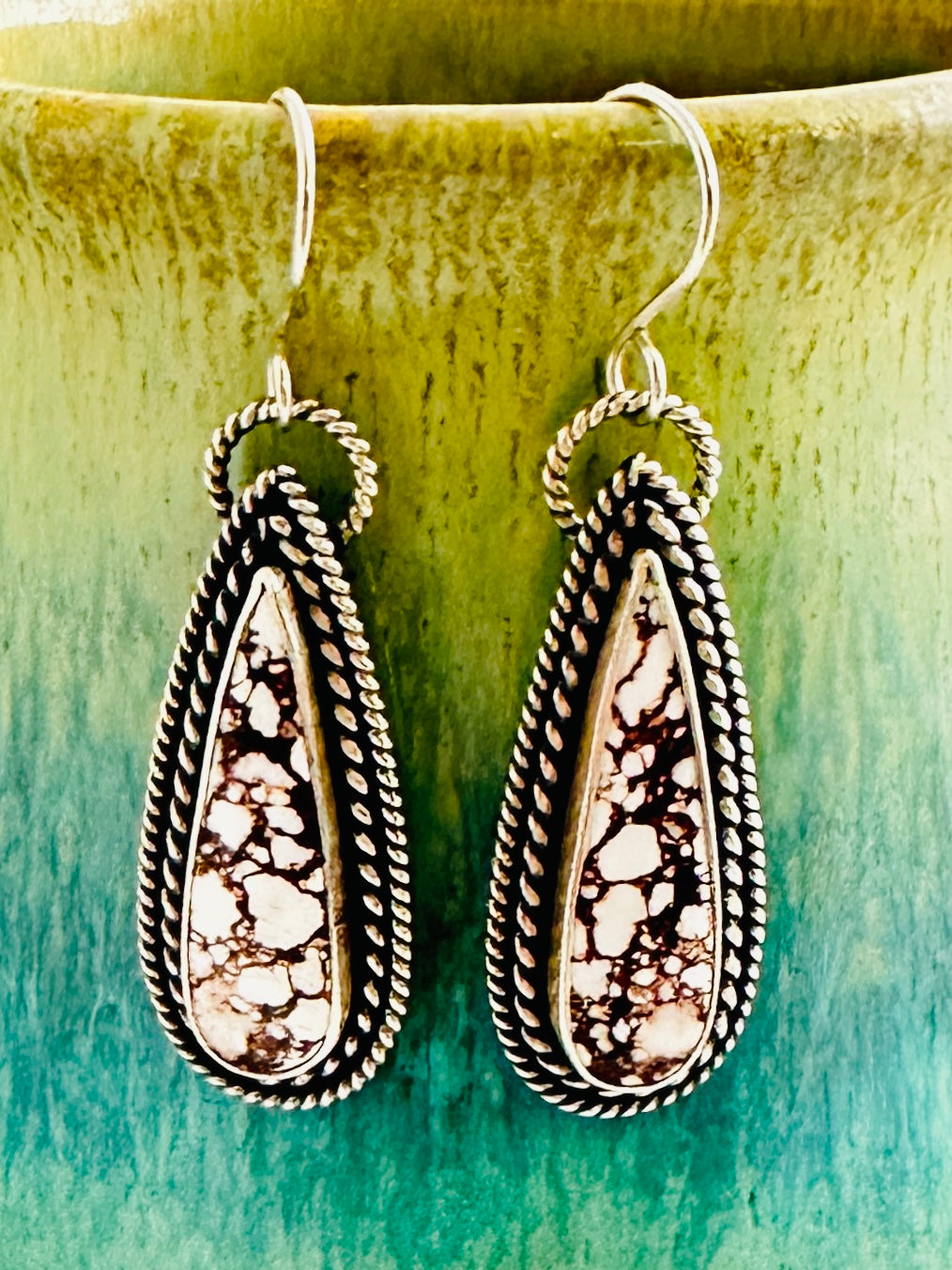 Wild Horse Magnesite and Sterling Drop Earrings