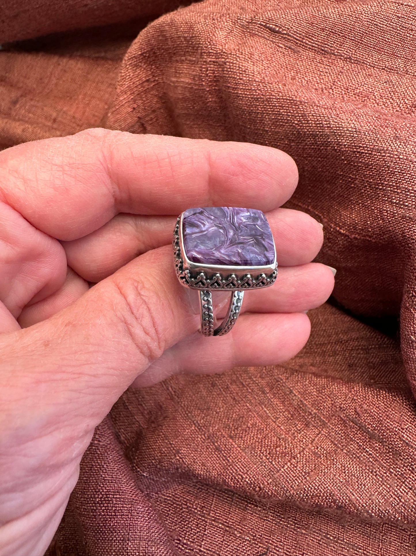 Charoite Statement Ring