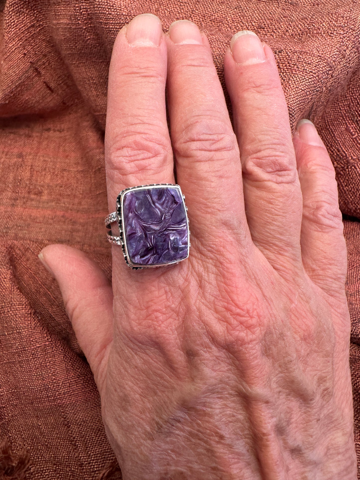 Charoite Statement Ring