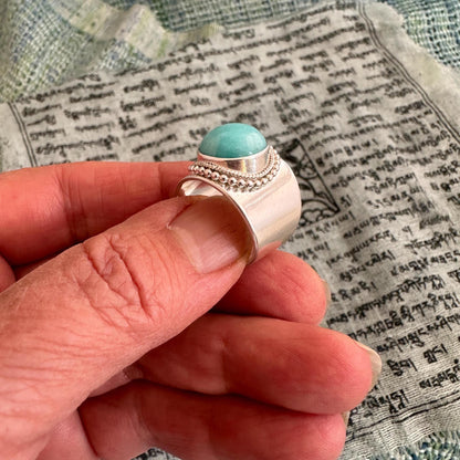 Amazonite Sterling Silver Ring, Size 6.75