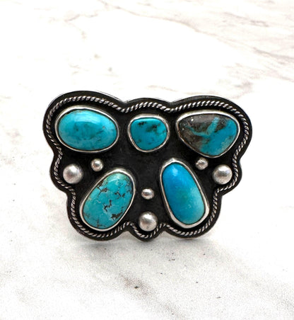 Sleeping Beauty Turquoise and Sterling Silver Butterfly Ring