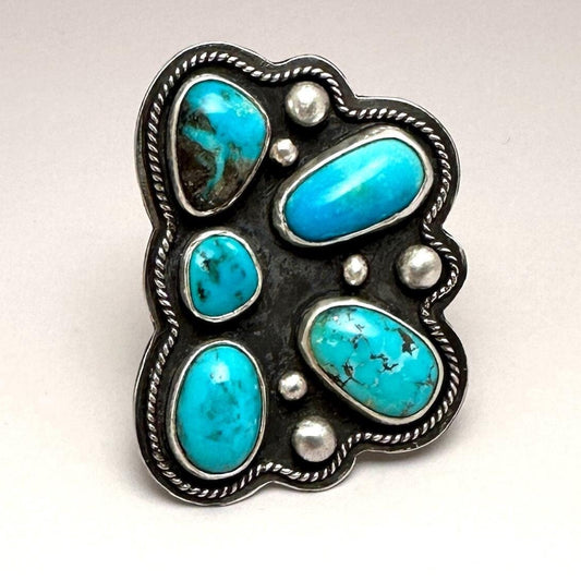 Sleeping Beauty Turquoise and Sterling Silver Butterfly Ring