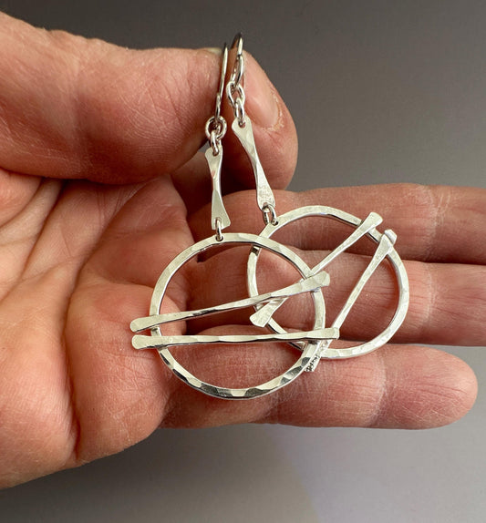 Sushi Tonight?, Chopsticks Earrings, Hammered Argentium Silver Dangle Earrings