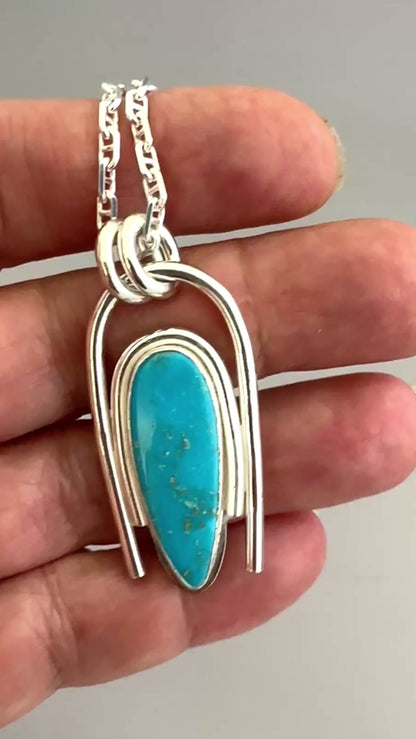 Blue Gem Turquoise Pendant Necklace