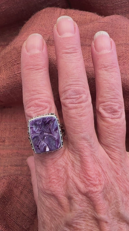 Charoite Statement Ring