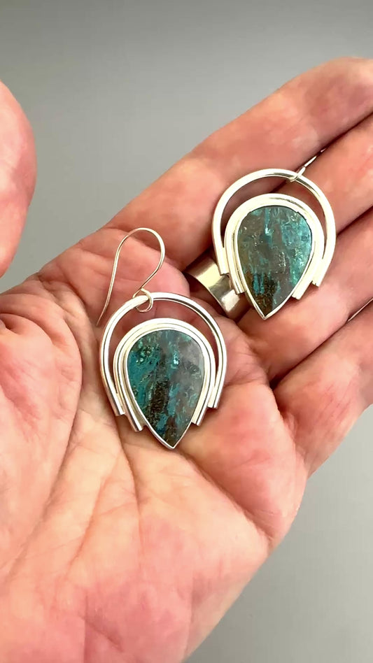 Shattuckite Deco Style Earrings