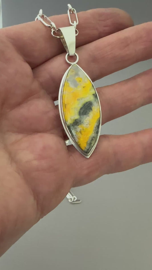 Bumble Bee Stone Sterling Silver Pendant/Necklace