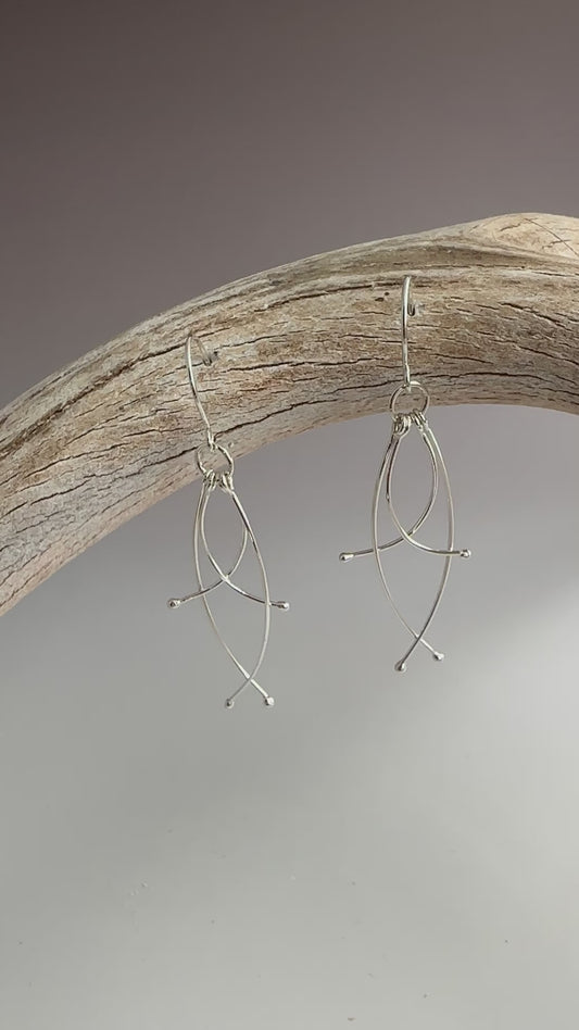Waterfall Earrings, Argentium Silver Dangle Earrings