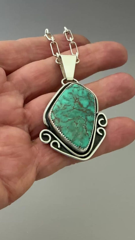 Patagonia Turquoise and Sterling Silver Pendant or Necklace